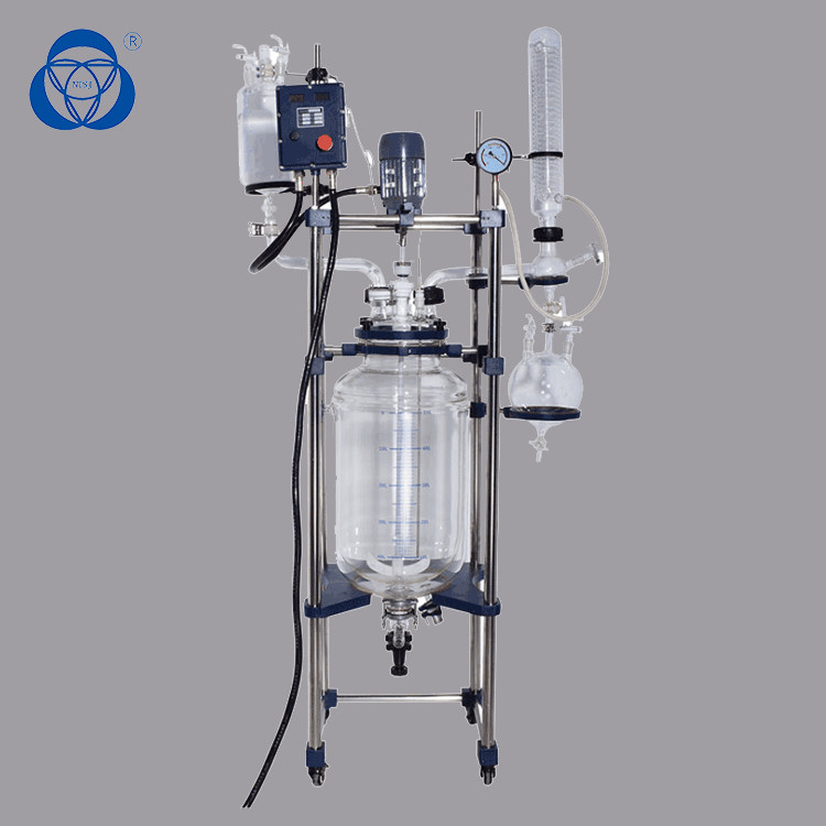 50 L Pyrex Double Lab Jacketed Glass Reactor Vessel With Vacuum Pump